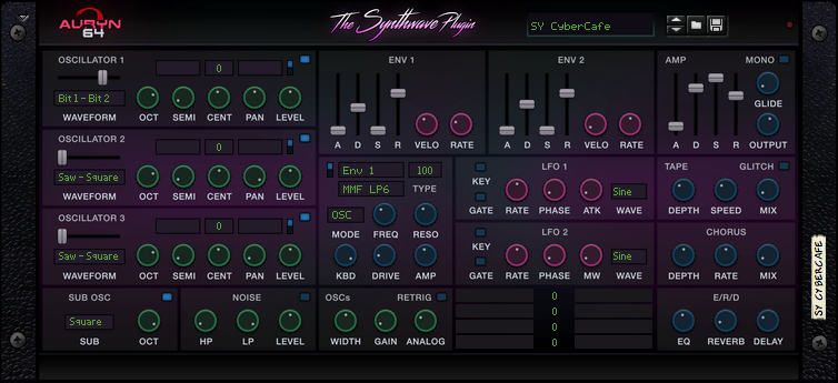 The Synthwave Plugin — front panel